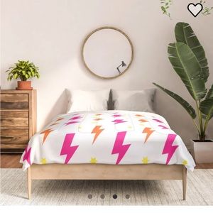 Society6 pink, yellow and orange lightning bolt full size twin comforter